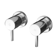 Basin Twin Tap Wall Round Brass Faucet Shower Bathtub Chrome