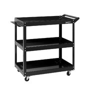 Giantz Tool Cart 3 Tier Parts Steel Trolley Mechanic Storage Organizer Black