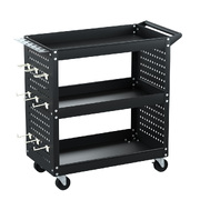 3-Tier Tool Cart Storage Trolley Toolbox Workshop Garage Organizer Black