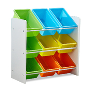 9 Bins Kids Toy Box Bookshelf Organiser Storage Rack