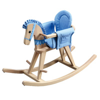 Teamson Kids- Safari Natural Rocking Horse w/Blue Pad