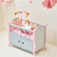 Olivia's Little World - Polka Dots Princess 45cm Doll Furniture - Baby Nursery Bed with Cabinet