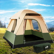 Family Camping Tent 4 Person Hiking Beach Tents Canvas Ripstop Green