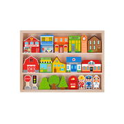 Town Play Set In Wooden Case