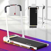 Treadmill Electric Walking Pad with Incline Foldable for Home Gym White