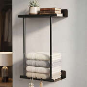 Levede Adjustable Towel Rack 3 Hooks Bathroom Towel Storage Holder Wall Mounted