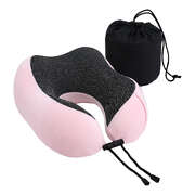 Memory Foam Travel Neck Pillow For Airplane Office And Car Use With Washable Cover Pink