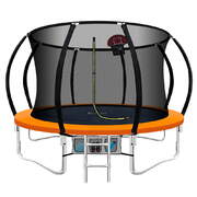 Everfit 10FT Trampoline Round Trampolines Kids Enclosure Safety Net Pad Outdoor Orange