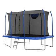 12FT Trampoline Kids Rectangle Rebounder with Basketball Set Safety Net