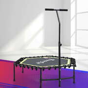 48 Inch Green Hexagon Fitness Trampoline Rebounder With Adjustable Handrail