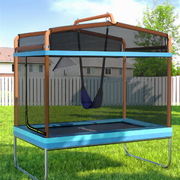 6FT Trampoline Kids Rectangle Trampoline w/ Swing Enclosure Safety Net Orange