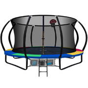 Everfit 16FT Trampoline With Basketball Hoop Rainbow
