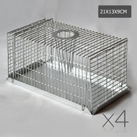 Set of 4 Humane Animal Trap Cage 21 x 13 x 9cm Silver