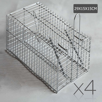 Set of 4 Humane Animal Trap Cage 29 x 15 x 15cm Silver