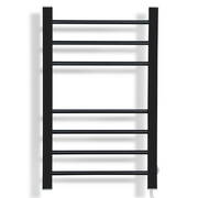 DEVANTI Electric Heated Ladder Towel Rails Bathroom Dryer Clothes Warmer 7 Racks Round Bars Black Rungs
