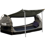 King Single Swag Camping Swags Canvas Dome Tent Free Standing Grey