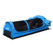 Double Swag Camping Swags Canvas Dome Tent Hiking Mattress Blue