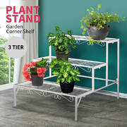 Plant Stands Outdoor Indoor Metal Black Flower Pot 3 Garden Corner Shelf