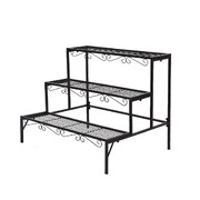 3 Tier Rectangle Metal Plant Stand Flower Pot Planter Corner Shelf Black