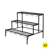 2x Plant Stands Outdoor Indoor Garden Metal 3 Tier Planter Corner Shelf