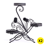 2X Plant Stand Outdoor Indoor Flower Pot Metal Corner Shelf