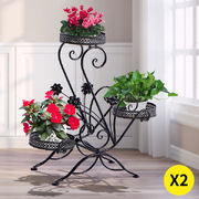 2X Plant Stand Outdoor Indoor Flower Pot Metal Corner Shelf