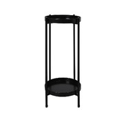 2 Tiers Metal Outdoor Indoor Plant Stand-Black