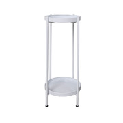 2 Tiers Metal Outdoor Indoor Plant Stand-White