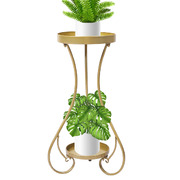 2 Tiers Outdoor Indoor Metal Flower Pots Rack-gold