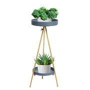 2 Tiers Plant Stand Outdoor Indoor Metal Flower Pots Rack Garden Gold