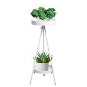 Plant Stand 2 Tiers Outdoor Indoor Metal Flower Pots Rack Garden Black