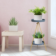 Plant Stand 2 Tier Outdoor Indoor Metal Flower Pots Rack Garden Pink