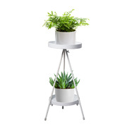 Plant Stand 2 Tiers Outdoor Indoor Metal Flower Pots Rack Garden Pink