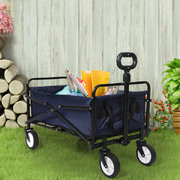  Garden Trolley Cart Foldable Picnic Wagon Outdoor Camping Trailer Blue
