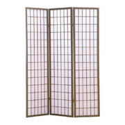 3 Panel Room Divider Screen Door Stand Privacy Fringe Wood Fold Grey