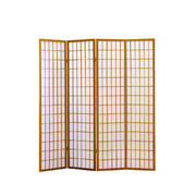 4 Panel Free Standing Foldable Room Divider Privacy Screen Wood Frame