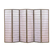 6 Panel Room Divider Screen Door Stand Privacy Fringe Wood Fold Grey
