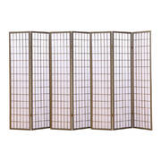 8 Panel Room Divider Screen Door Stand Privacy Fringe Wood Fold Grey