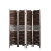 Room Divider Folding Screen Privacy Dividers Stand Wood 4 Panel Brown