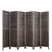 Room Divider Folding Screen Privacy Dividers Stand Wood 6 Panel Brown