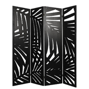 4 Panel Room Divider Folding Screen Partition Multi Sizes Wood Blcak