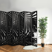 6 Panel Room Divider Folding Screen Partition Multi Sizes Wood Blcak