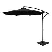 3M Umbrella W/Base Outdoor Cantilever Beach Garden Patio Parasol Black