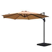 3m Outdoor Umbrella w/Base Cantilever Beach Roma 360 Degree Tilt Beige