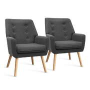 2X Armchair Lounge Chair Accent Tub Chair Charcoal ANNE