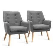  2X Armchair Lounge Chair Accent Tub Chair Grey ANNE