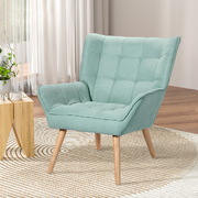 Armchair Lounge Chair Sofa Linen Fabric Cushion Seat Blue