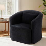 Round swivel armchair sherpa fleece black