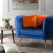 Armchair Lounge Arm Chair Sofa Velvet Navy