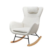 Rocking Armchair Accent Chair Nursery Rocker Boucle Pillow Lounge White